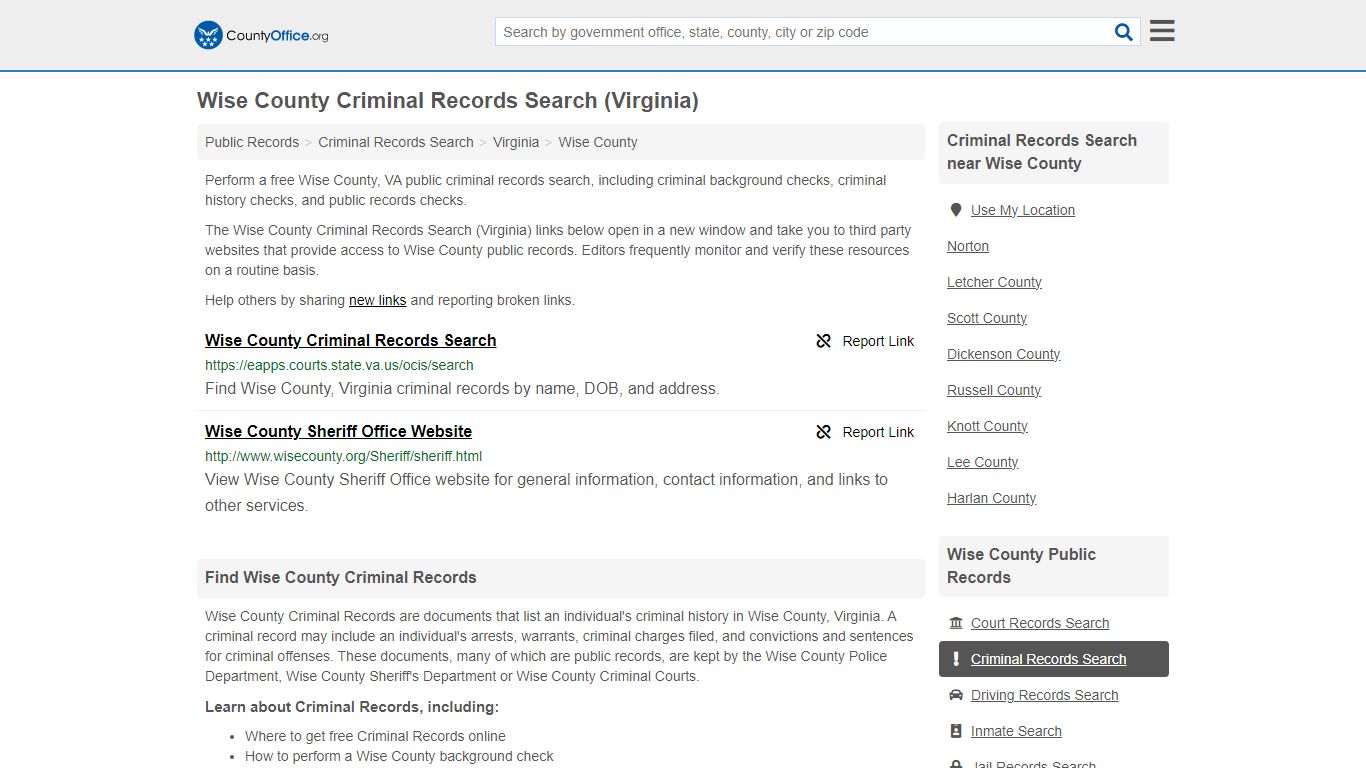 Criminal Records Search - Wise County, VA (Arrests, Jails & Most Wanted ...